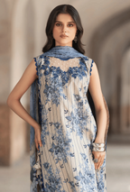 Premium Khaddar Digital Printed Suit with Heavy Embroidered Organza Patches