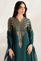 Dhanak 3-Piece Suit with Heavy Embroidered Shawl