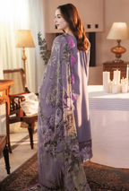 Dhanak 3-Piece Suit with Printed Wool Shawl & Elegant Embroidery