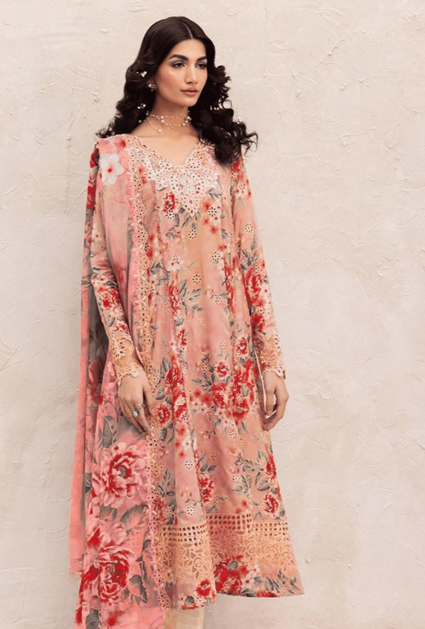 Premium Linen 3-Piece Embroidered Chikankari Suit | Digital Printed Dupatta