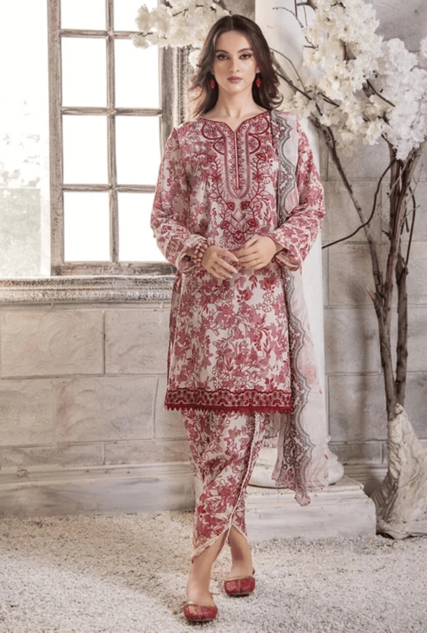 Premium Khaddar Digital Printed Suit with Heavy Embroidered Organza Patches