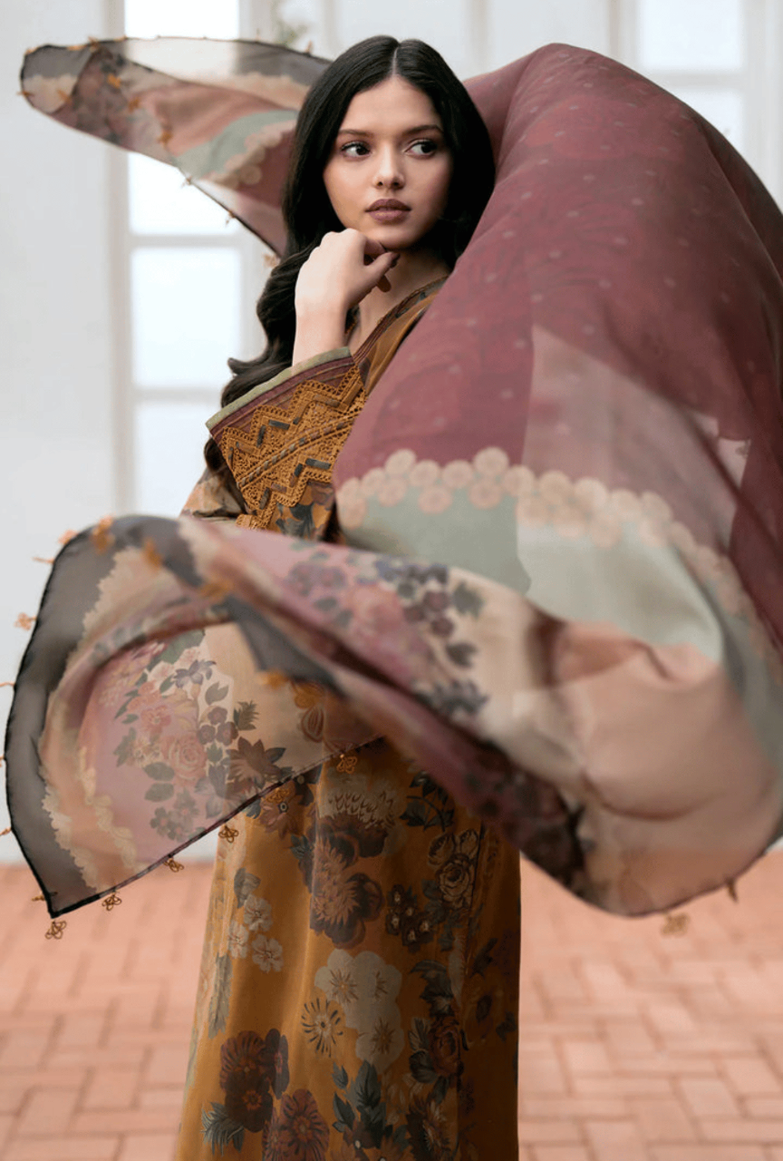 Unstitched Embroidered 3 PEC Khaddar Suit with Printed Khaddar Dupatta