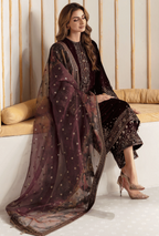 Women unstitched - 3PC Velvet Embroidered Suit