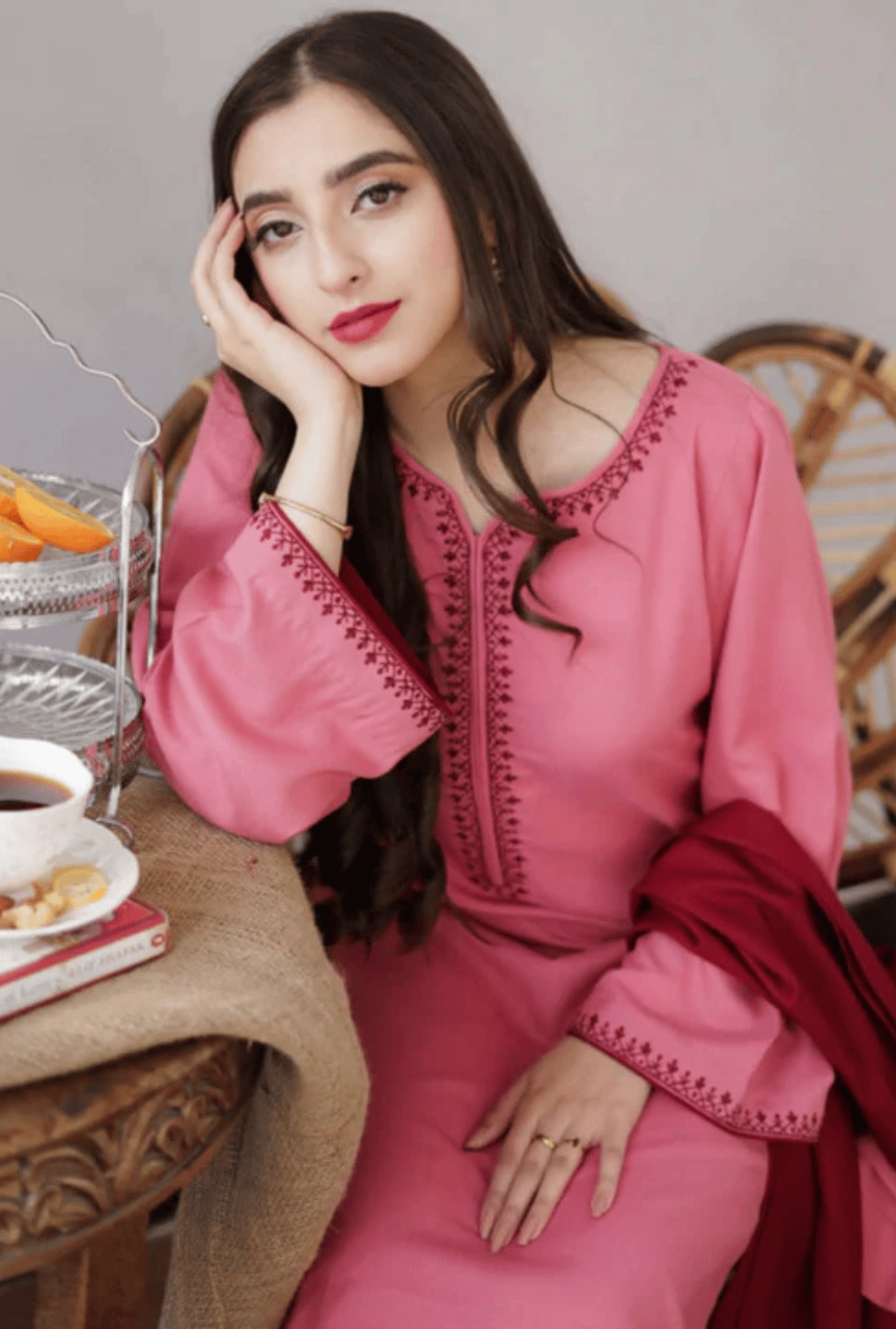 3 Piece Unstitched Embroidered Dhanak Suit with Dhanak Embroide wool shawl