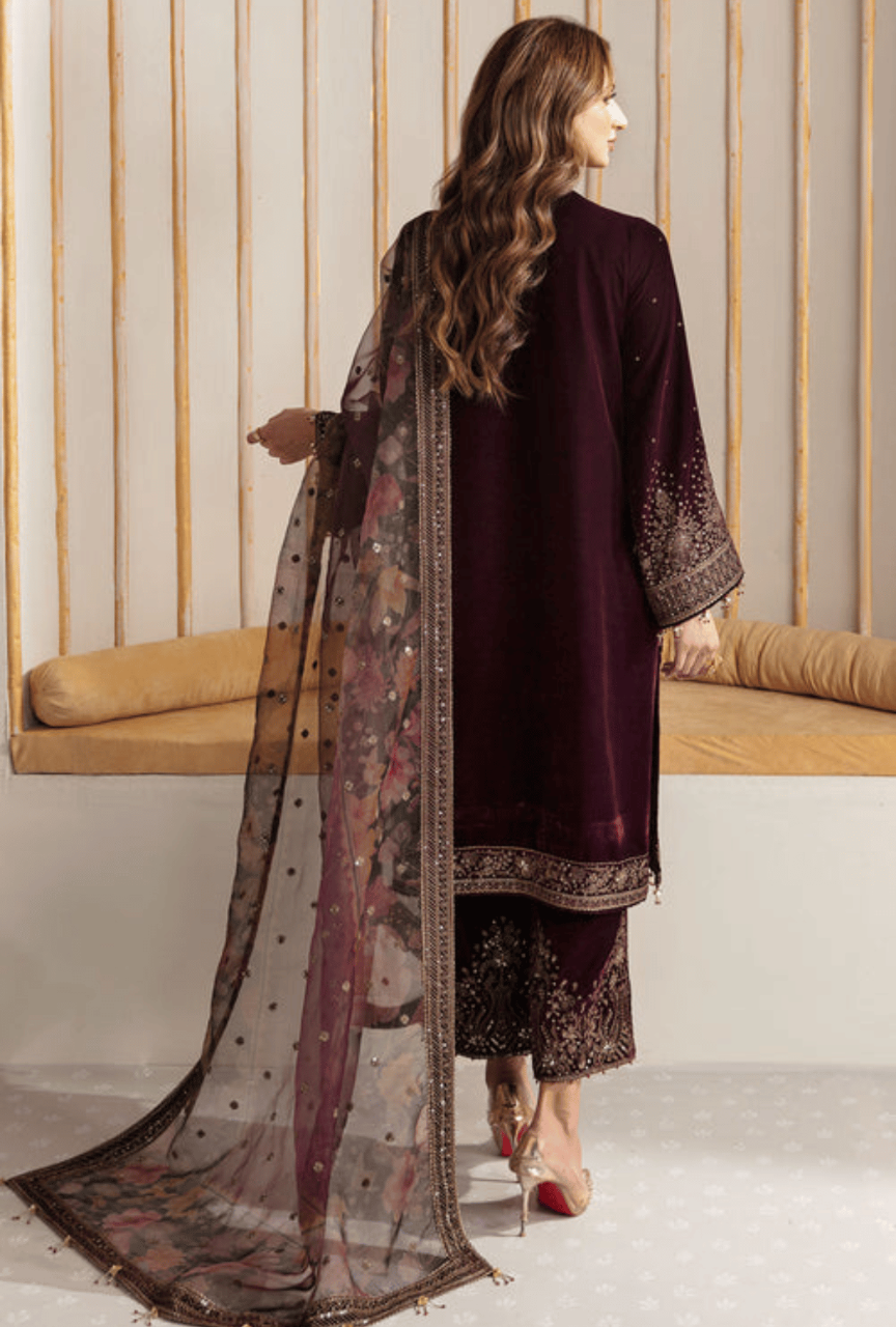 Women unstitched - 3PC Velvet Embroidered Suit