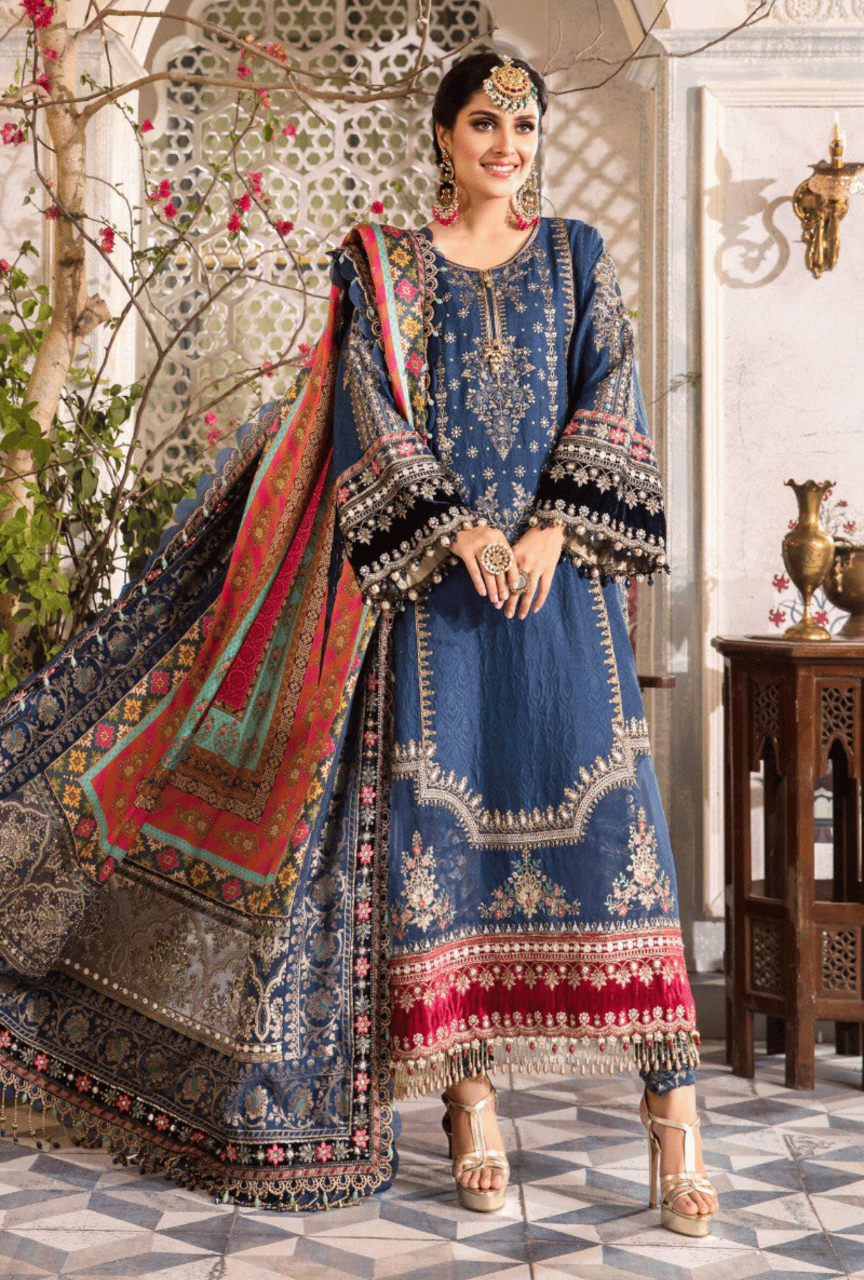 Luxury Chiffon Spangle Work 3PC Embroidered Suit