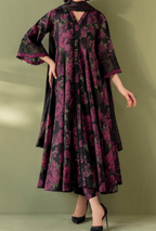 Premium Khaddar Digital Printed Suit with Heavy Embroidered Organza Patches