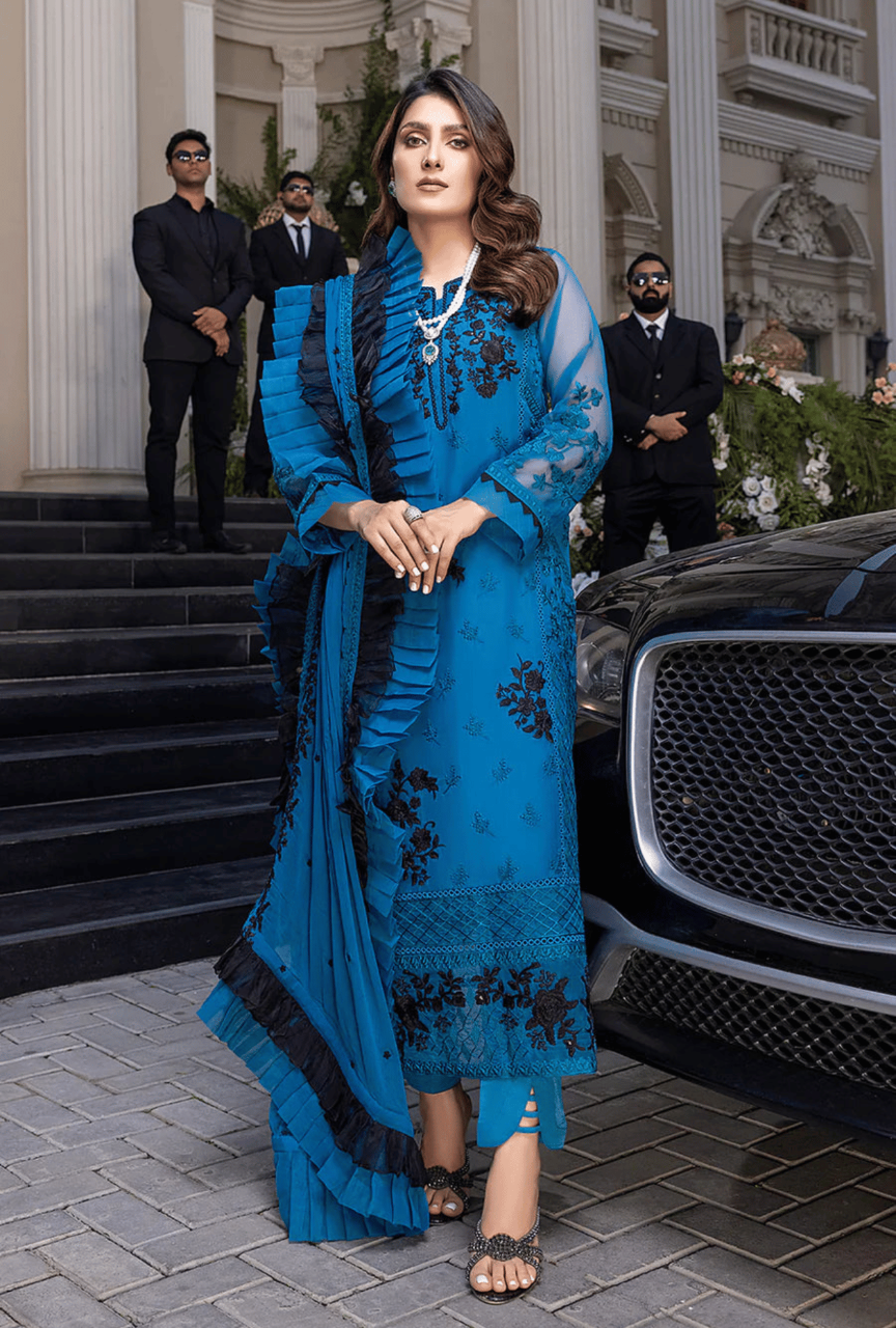 Luxury Embroidered Chiffon 3PC Suit with Organza Dupatta