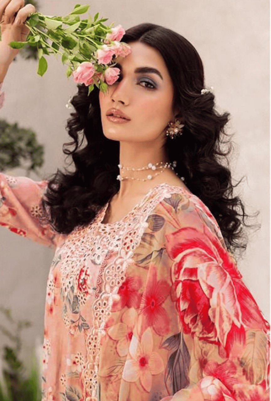 Premium Linen 3-Piece Embroidered Chikankari Suit | Digital Printed Dupatta