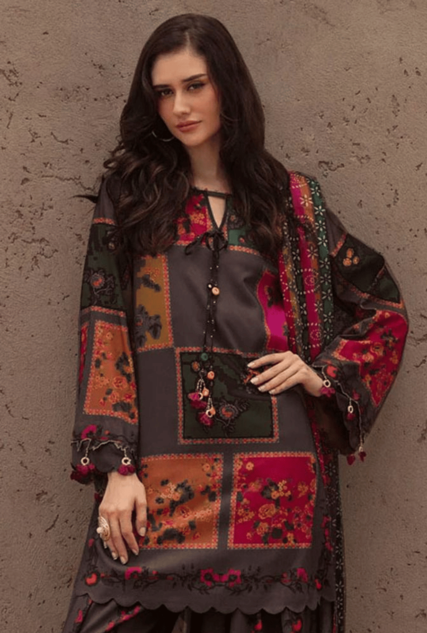 3 Piece Unstitched Digital Printed Silk Suit