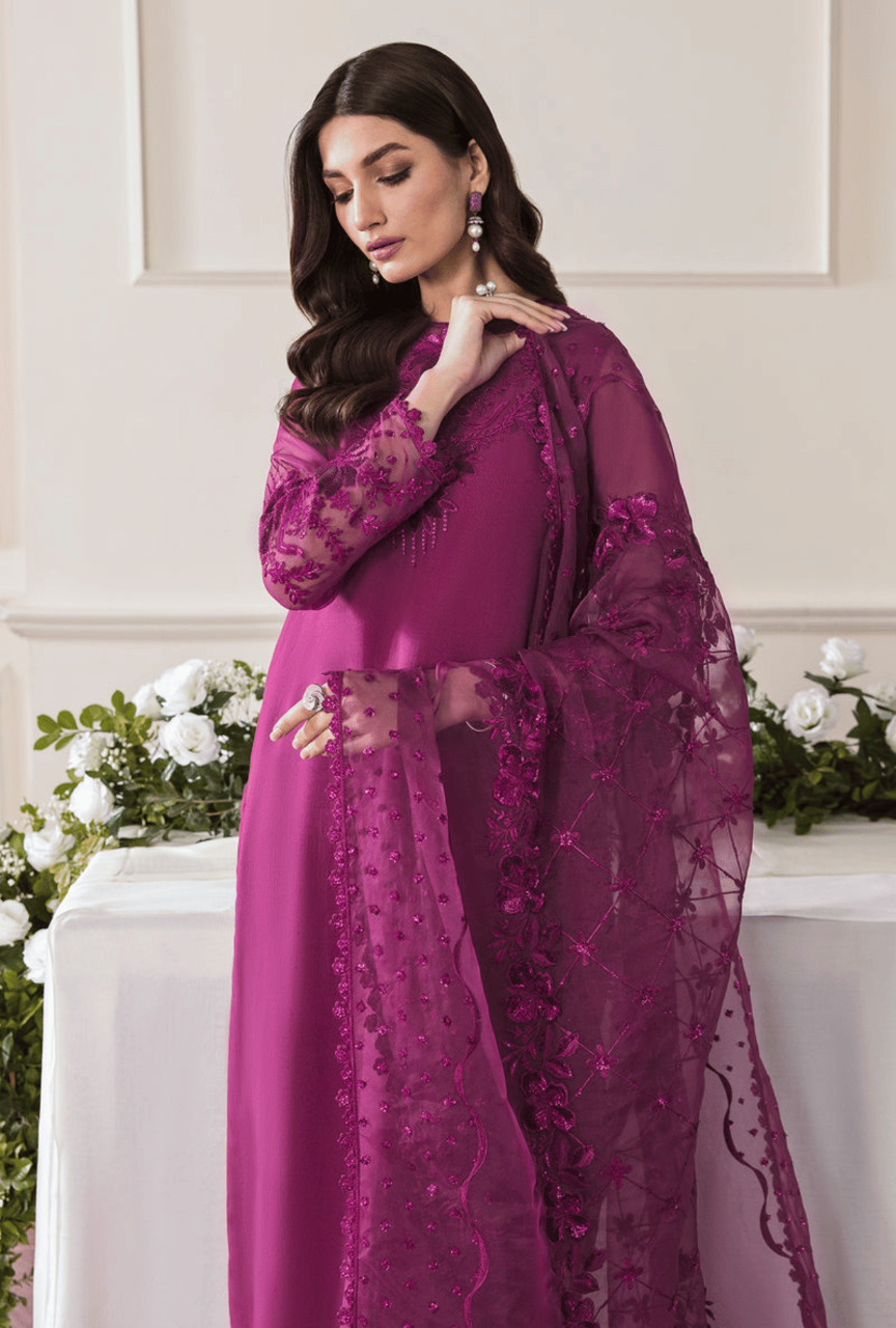 Chiffon 3PC Suit with Embroidered Organza Dupatta