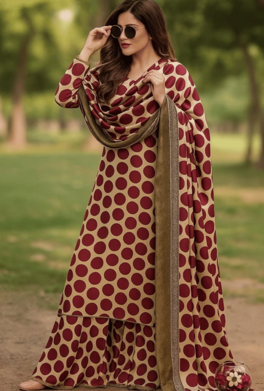 3 Piece Unstitched Digital Printed Silk Suit