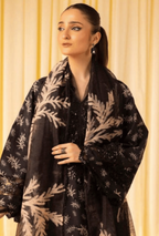 Premium Khaddar Digital Printed Suit with Heavy Embroidered Organza Patches