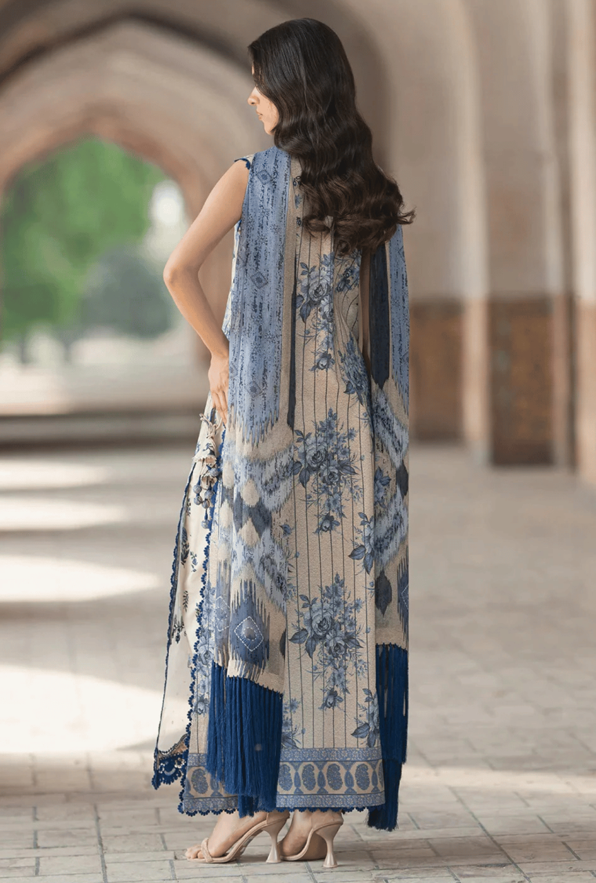 Premium Khaddar Digital Printed Suit with Heavy Embroidered Organza Patches