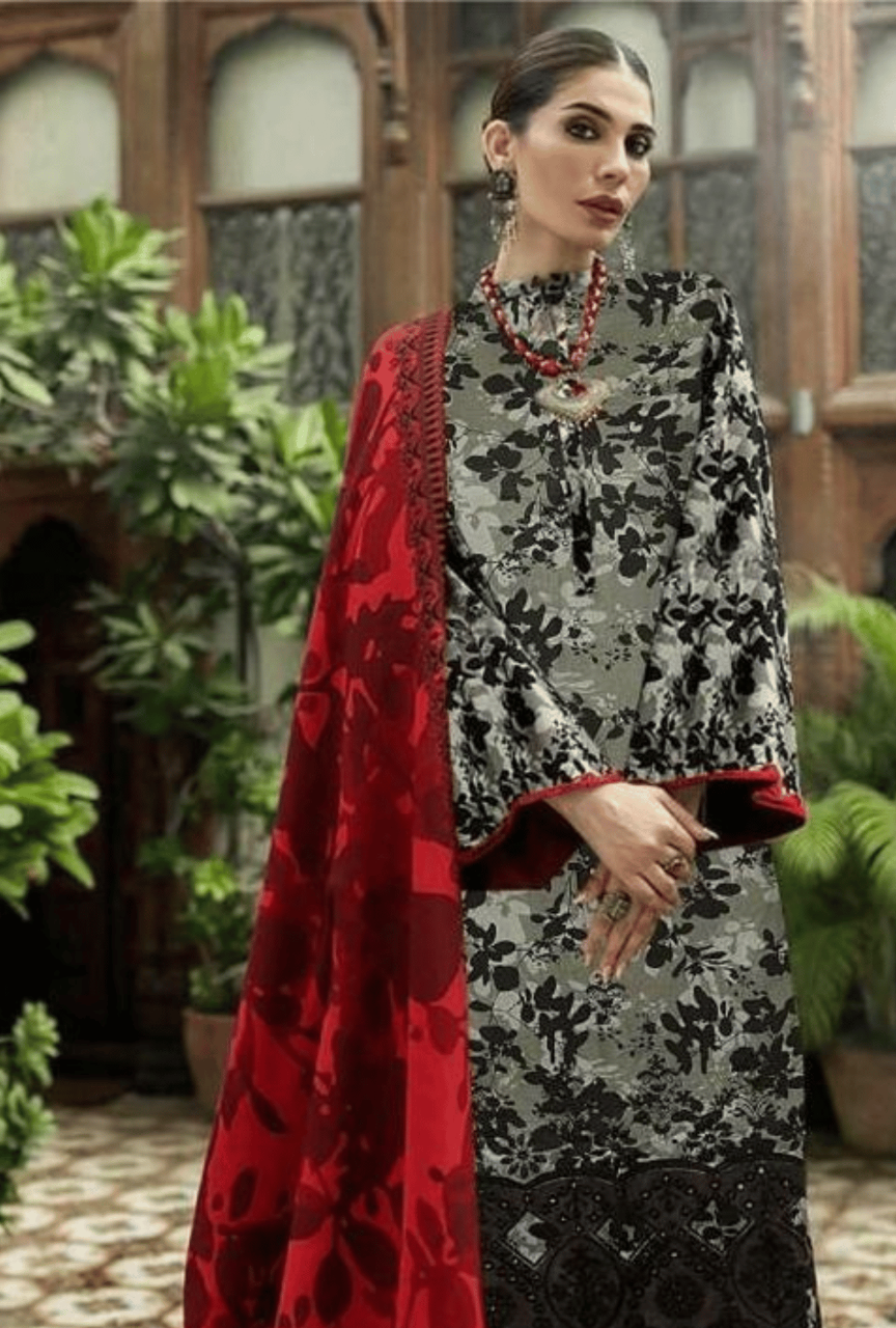 Women Unstitched— Digital Linen 3-Piece & cutwork embroidery