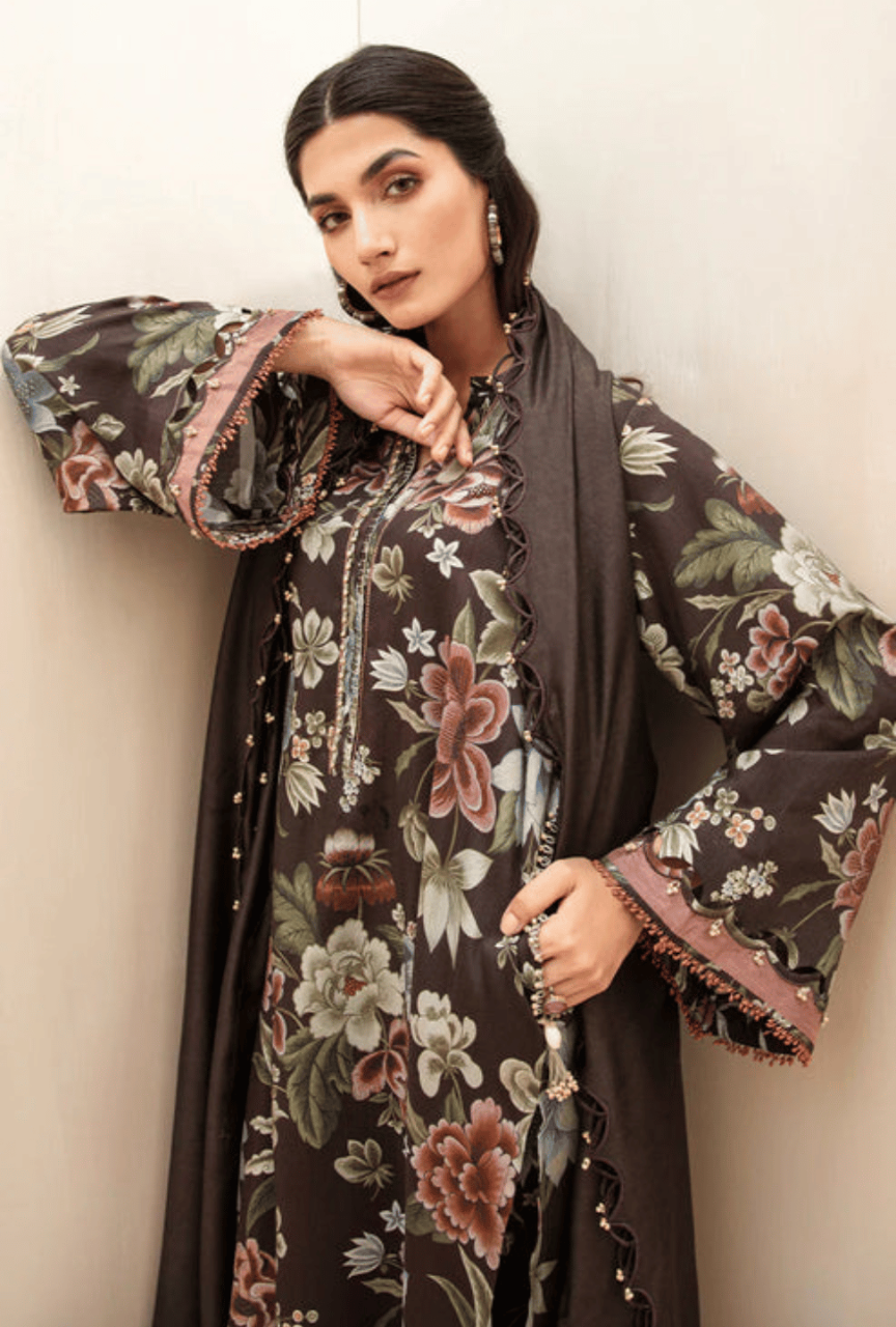 Unstitched Khaddar Digital Printed 3 PEC Suit with Printed Khaddar Dupatta