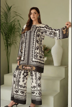 Digital Printed 3 Piece Shamooz Silk Suit – Shirt, Trouser & Dupatta (Unstitched)