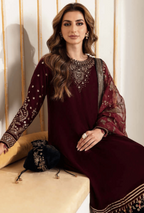 3 Piece Unstitched Heavy Embroidered Velvet Suit with Heavy Embroidered Organza Dupatta