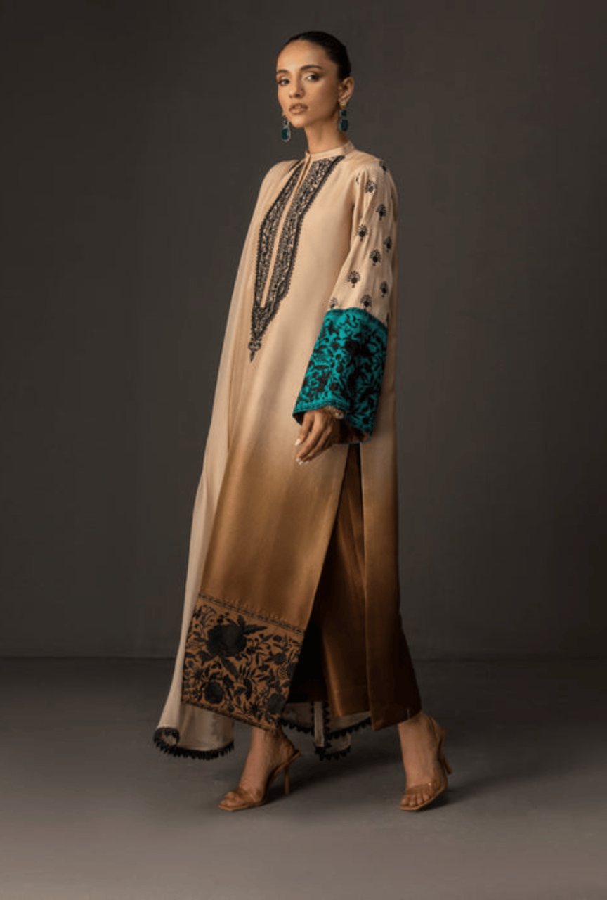 Digital Printed 3 Piece Shamooz Silk Suit – Shirt, Trouser & Dupatta (Unstitched)