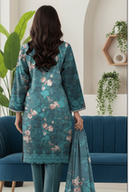 3-Piece Printed Suit with Plain Trouser (Unstitched)