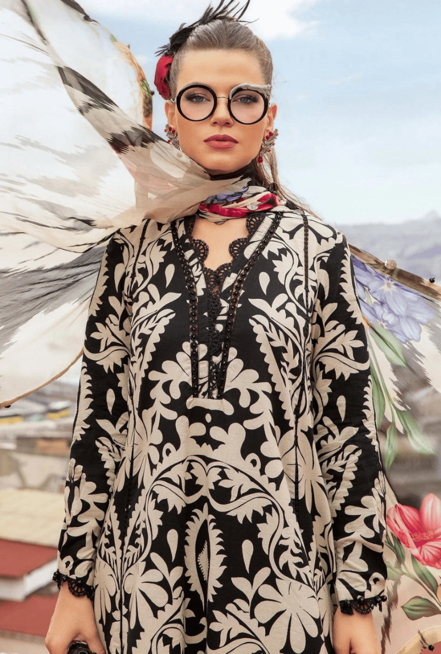 Unstitched 3 Piece Digital Printed Khaddar Suit With Printed Khaddar Dupatta