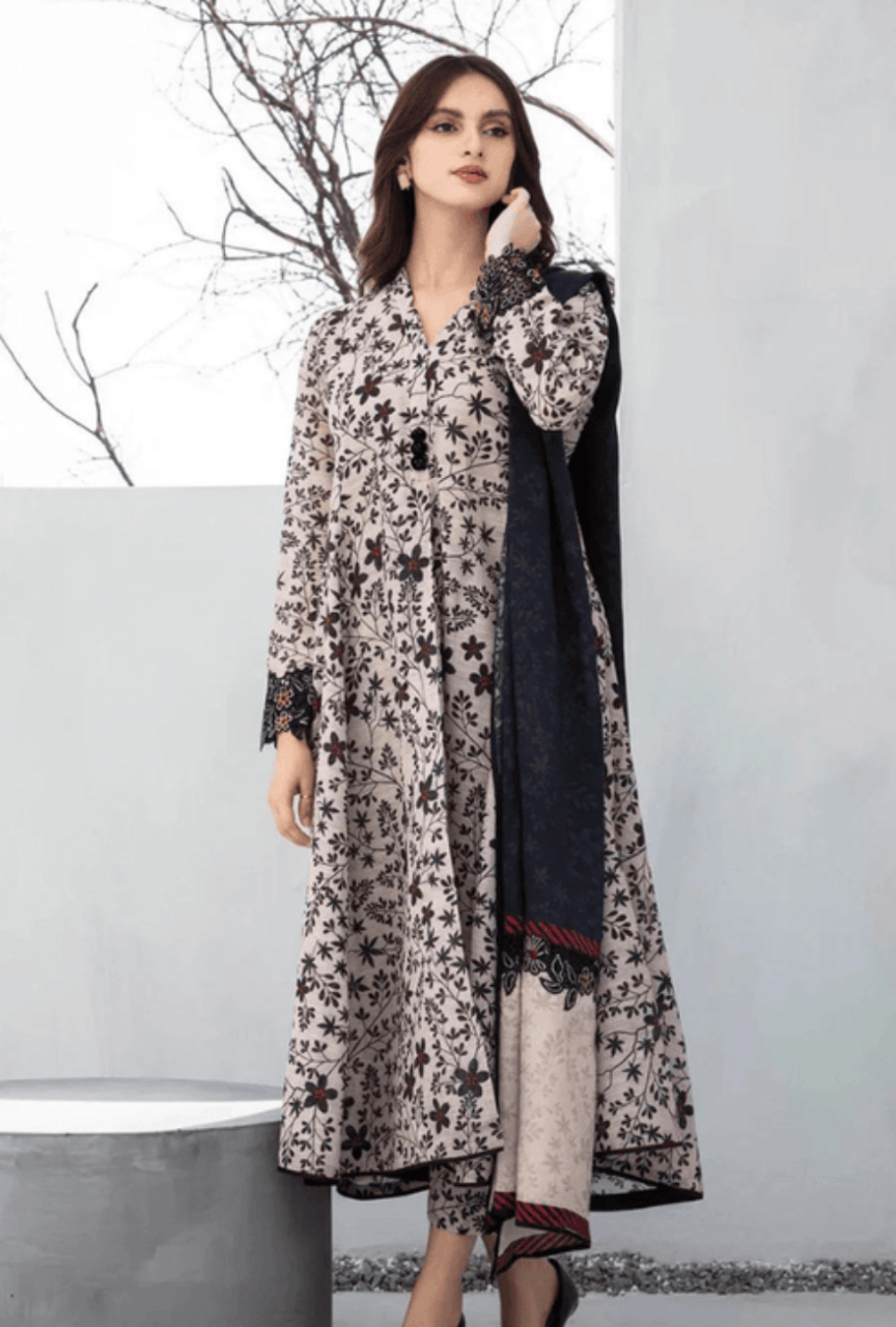 Unstitched 3 PEC Khaddar Digital Printed Suit with Digital Printed Khaddar Dupatta