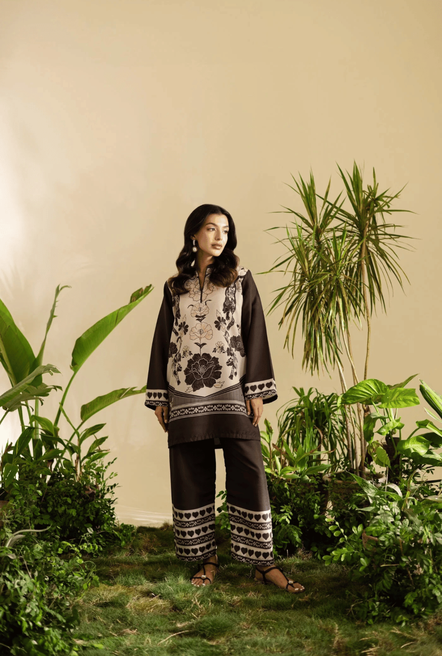 Digital Printed 3 Piece Shamooz Silk Suit – Shirt, Trouser & Dupatta (Unstitched)