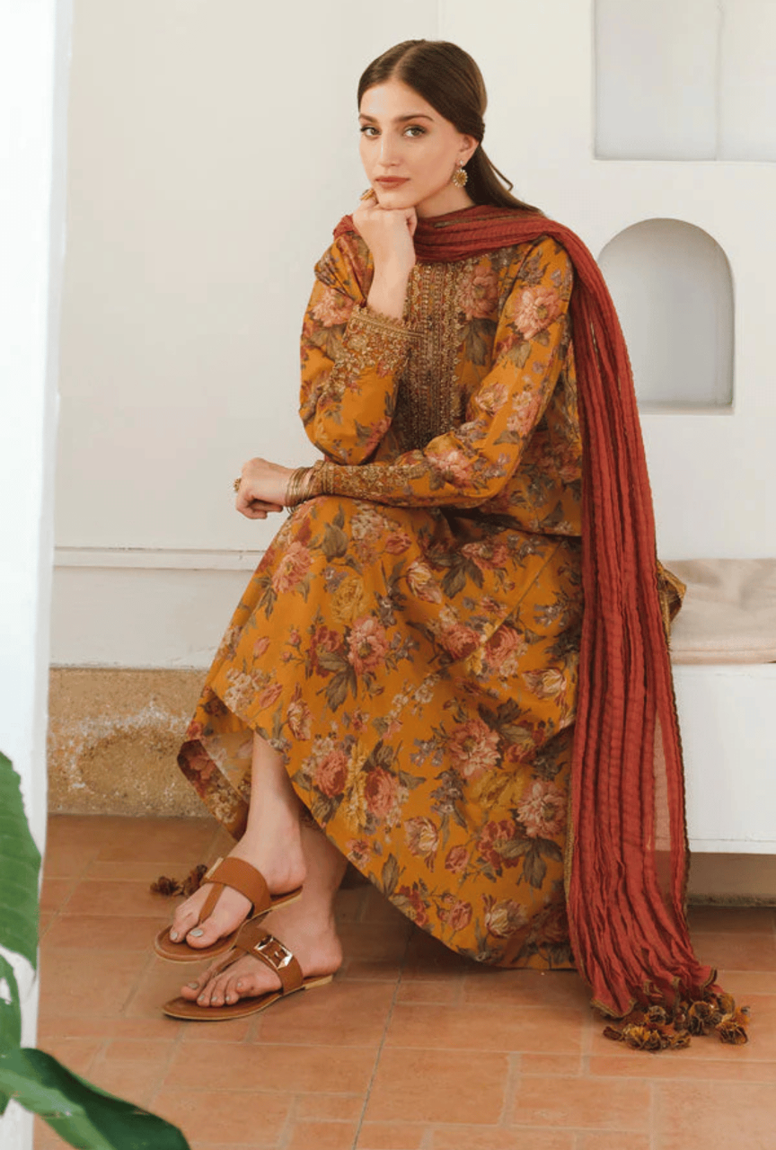 Women Unstitched— Digital Linen 3-Piece & cutwork embroidery