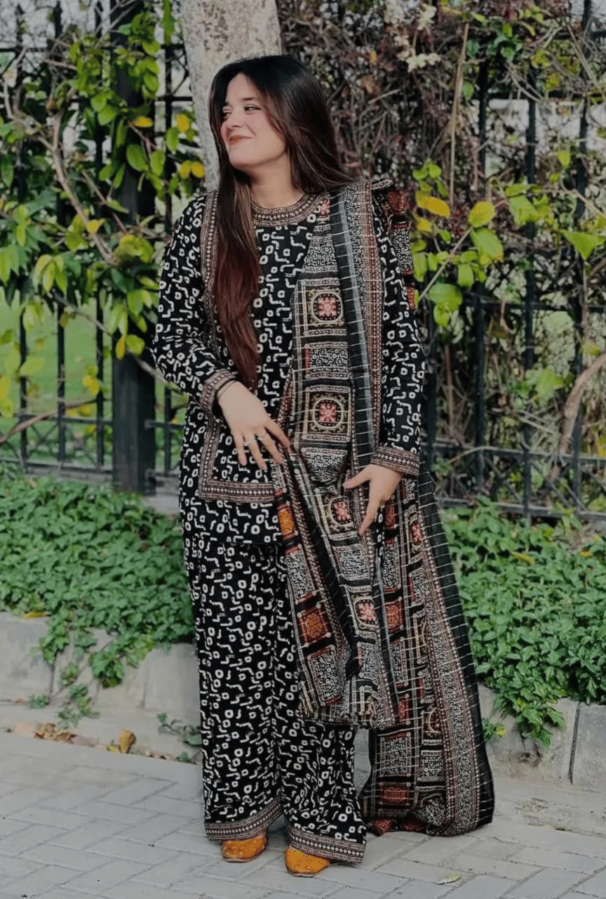 Digital Printed Slub Khaddar 3-Piece