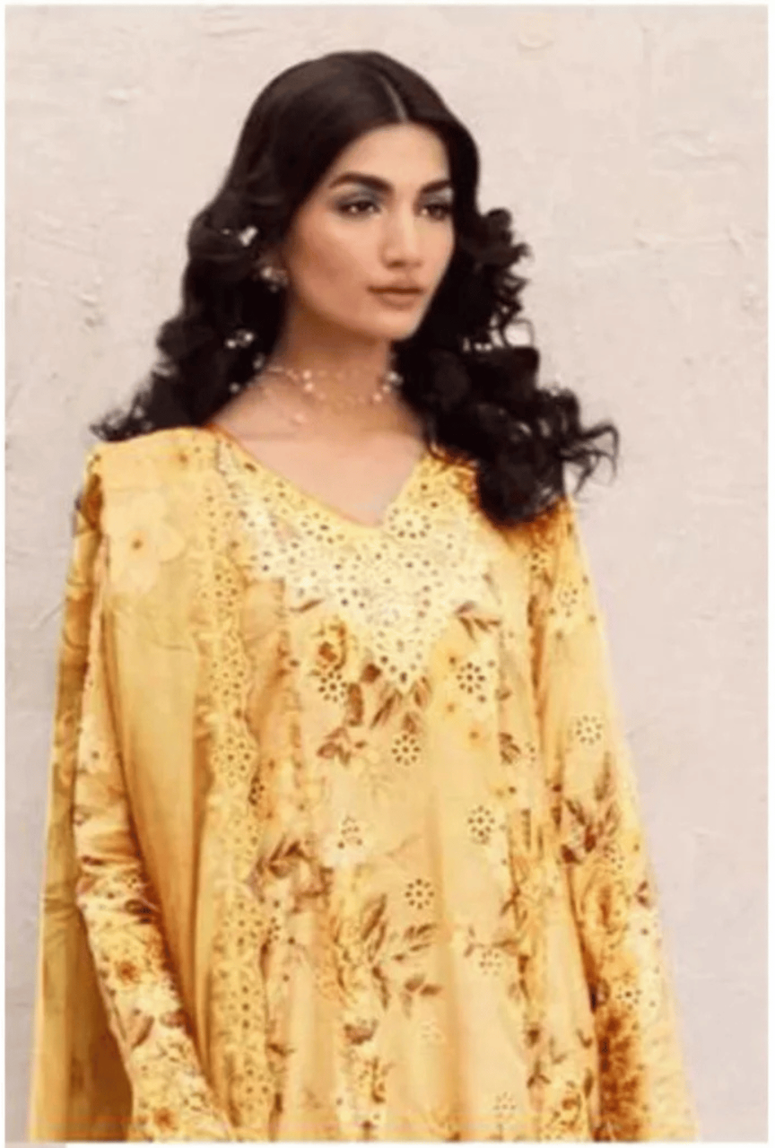 Women Unstitched— Digital Linen 3-Piece & cutwork embroidery