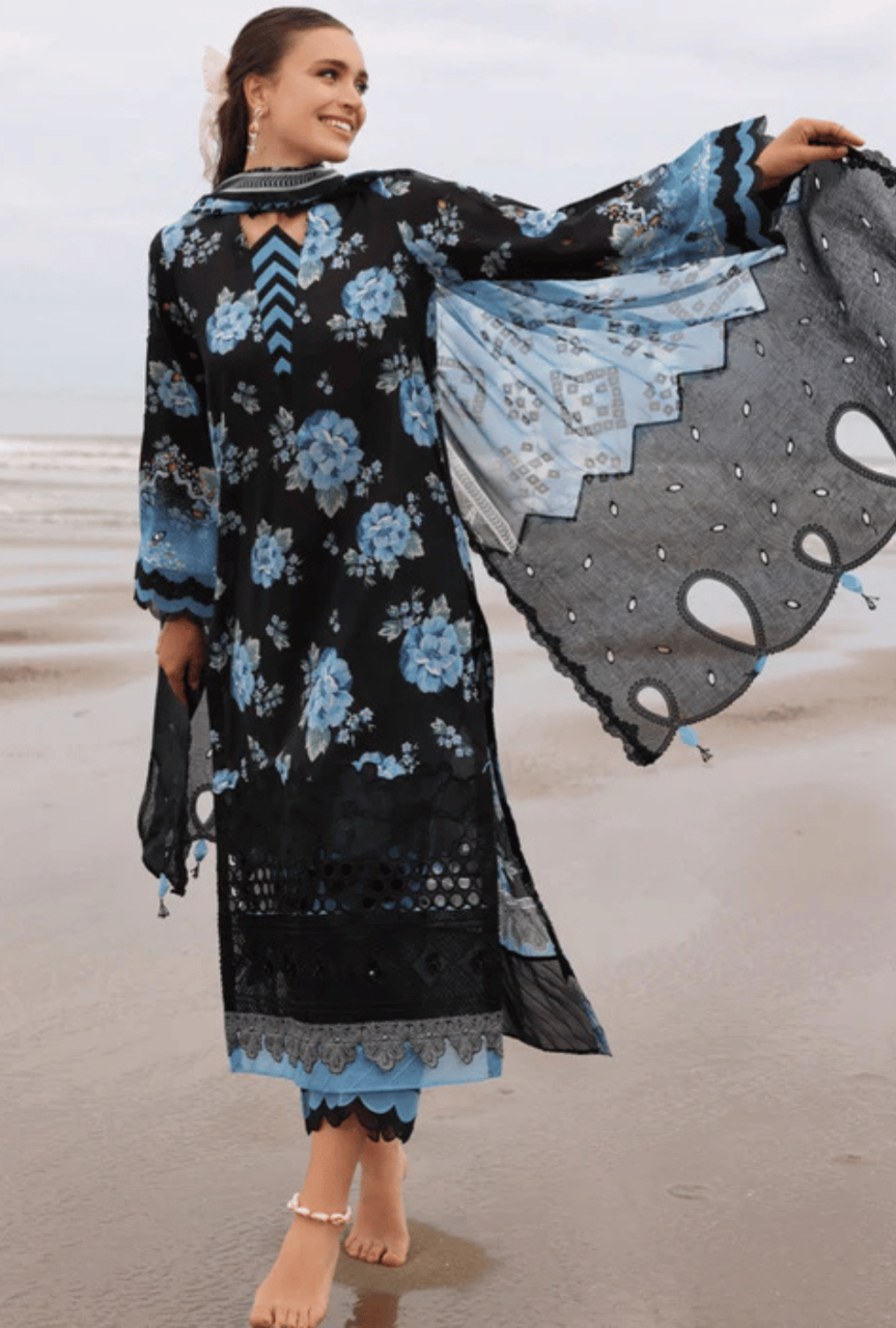 Women Unstitched— Digital Linen 3-Piece & cutwork embroidery