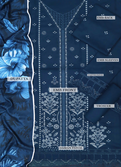 Maria B Dhanak Collection – Luxury Embroidered 3-Piece Suit with Digital Print Wool Shawl
