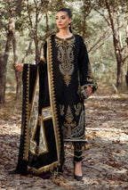 3 Piece Unstitched Heavy Embroidered Dhanak Suit with Printed wool Shawl