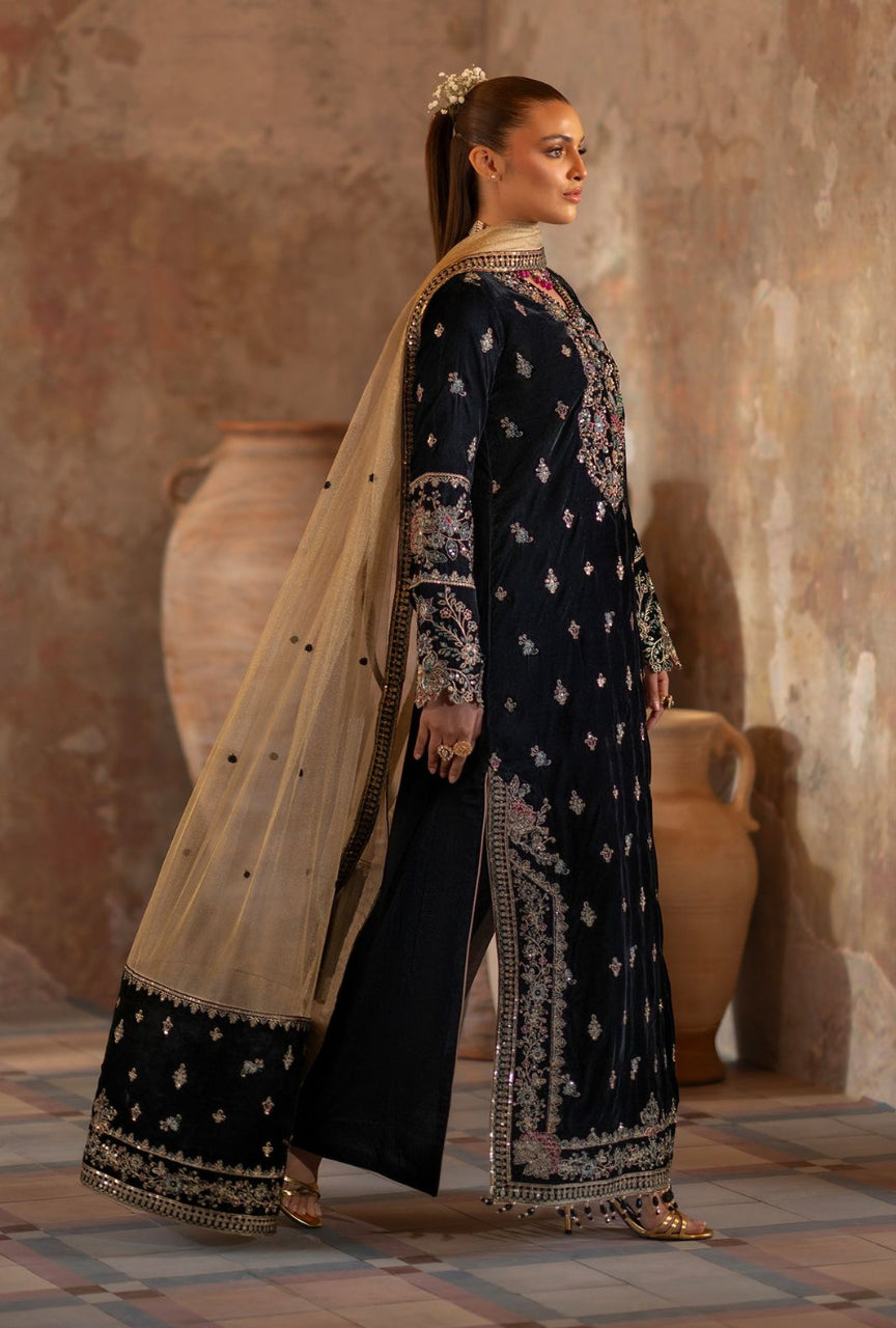 Velvet Heavy Embroidered 3-Piece Suit with Mysori Dupatta