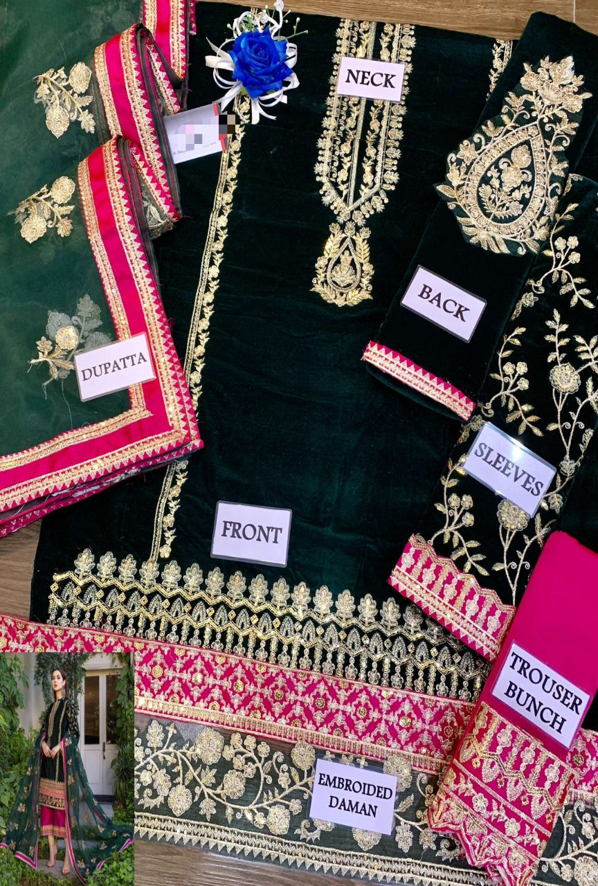 Premium Velvet Micro 3-Piece — Heavy Embroidered Formal Wear