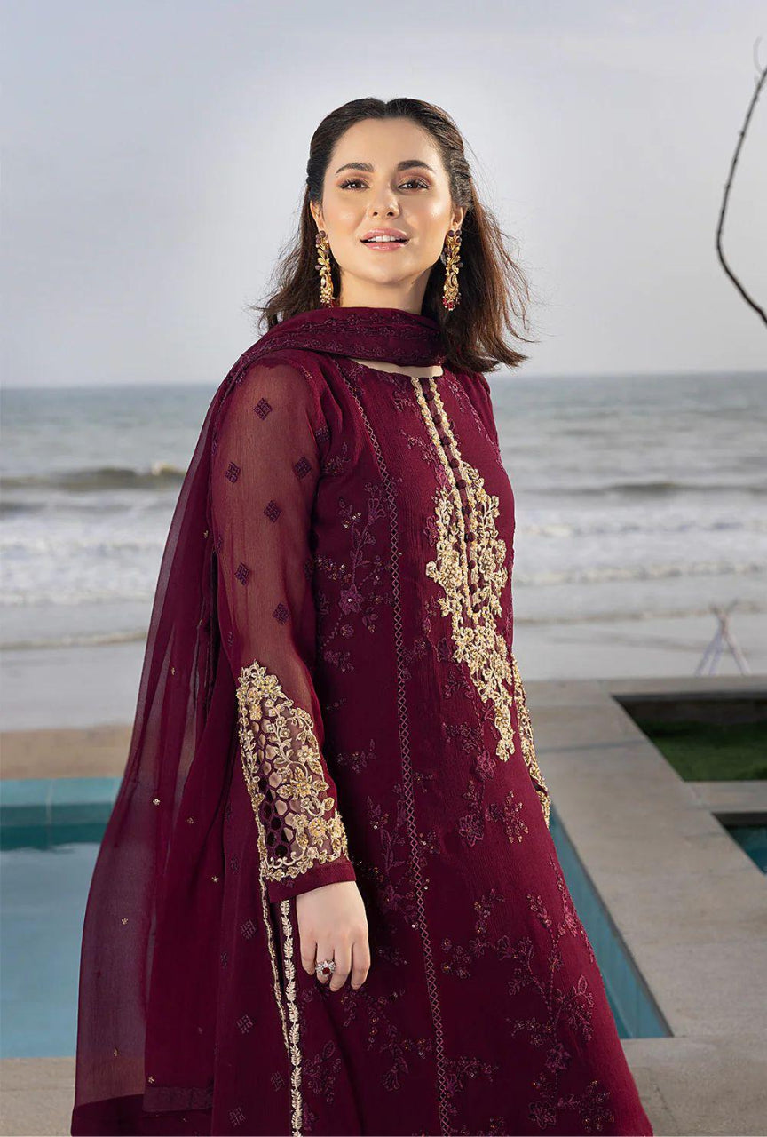 Chiffon Heavy Embroidered Unstitched — Adda Work & Embroidered Dupatta