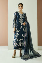 Luxury Organza 3PC Embroidered Suit with Handwork & Stone Detailing