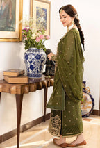Luxury Heavy Embroidered Chiffon 3PC Suit with Silk Trouser