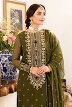 Luxury Heavy Embroidered Chiffon 3PC Suit with Silk Trouser