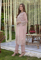 Elegant Organza Embroidered Suit With Satin Silk Trouser