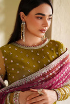 Unstitched Chiffon Suit with Sequence Work & Malai Trouser