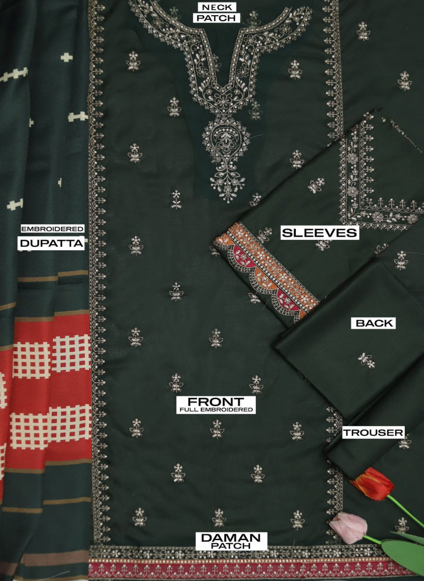 Maria B Dhanak Collection – Luxury Embroidered 3-Piece Suit with Wool Shawl