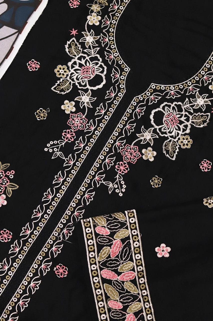 Luxury 3-Piece Embroidered Ensemble – Full Multi-Head & Thread Embroidery