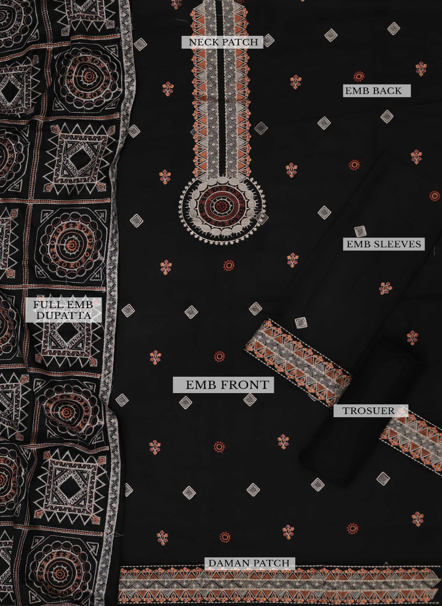 Premium Organza Chikan Kari Embroidered Dress