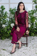 Azure Embroidery 2-Piece Suit Elegant Net Embroidered Kameez & Trouser