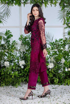 Azure Embroidery 2-Piece Suit Elegant Net Embroidered Kameez & Trouser