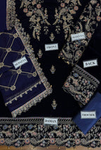 Velvet Unstitched – Elegant Embroidered 3-Piece Suit