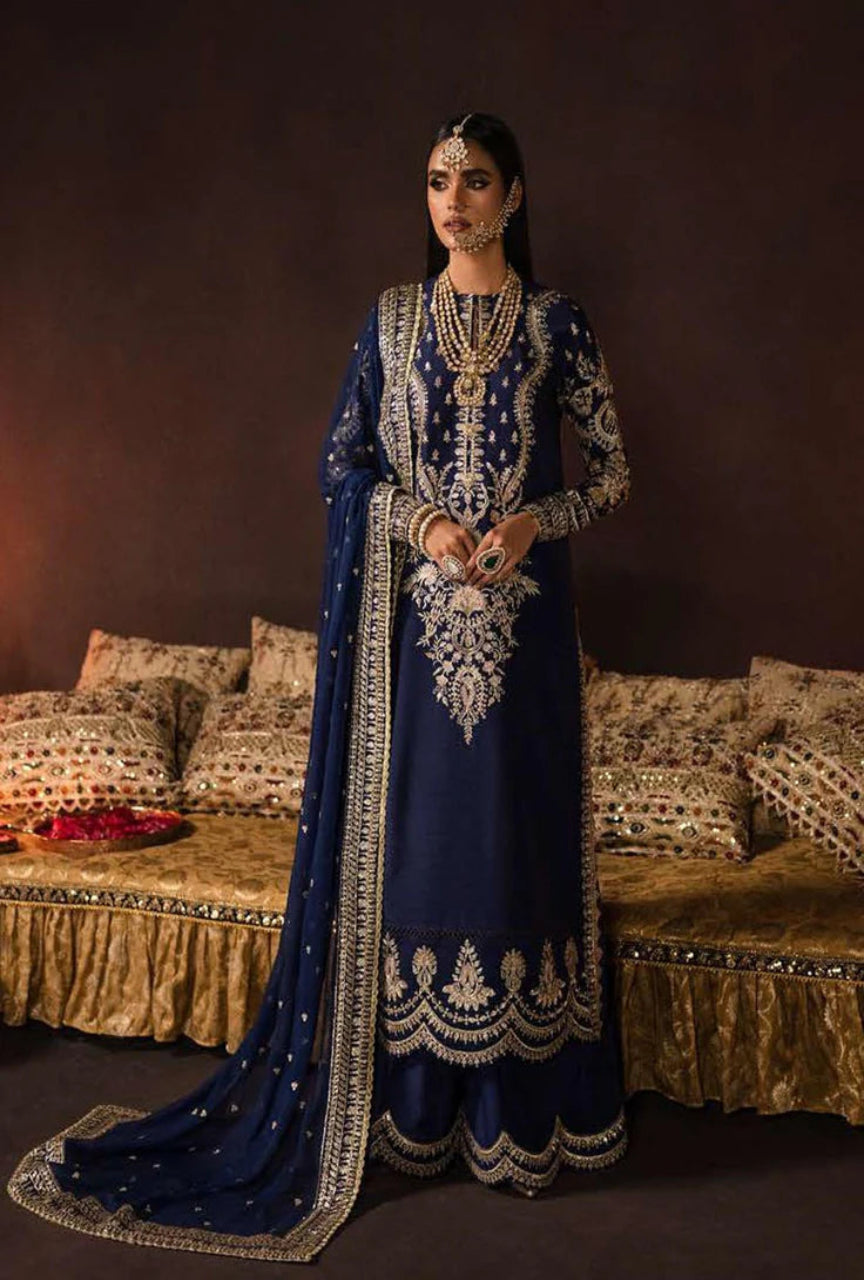 Velvet Embroidered 3-Piece Suit with Net Dupatta