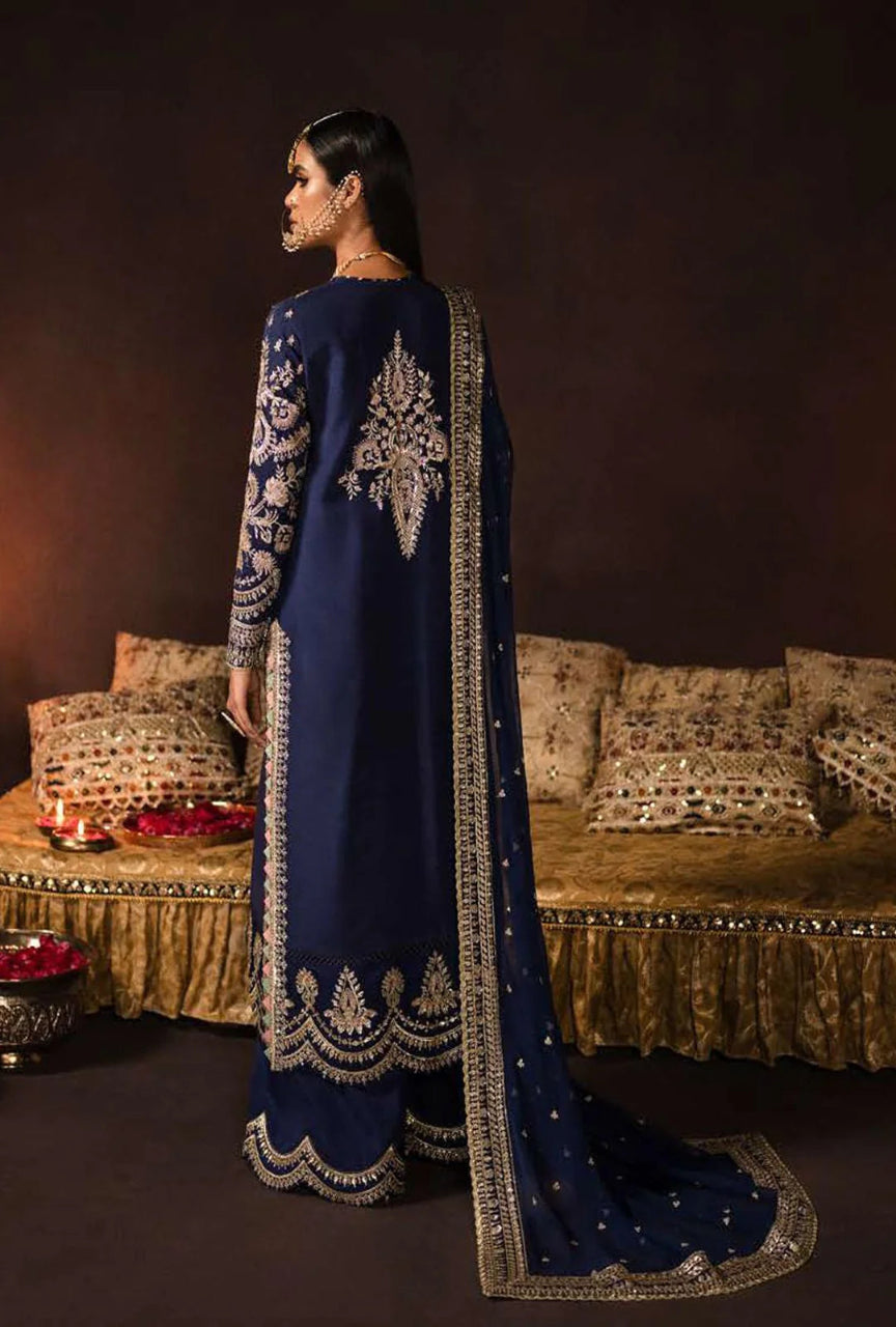 Velvet Embroidered 3-Piece Suit with Net Dupatta