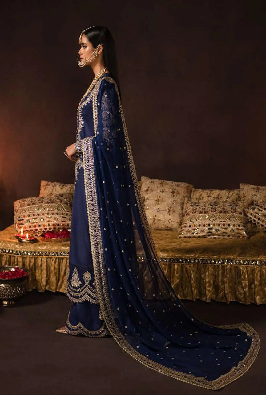Velvet Embroidered 3-Piece Suit with Net Dupatta